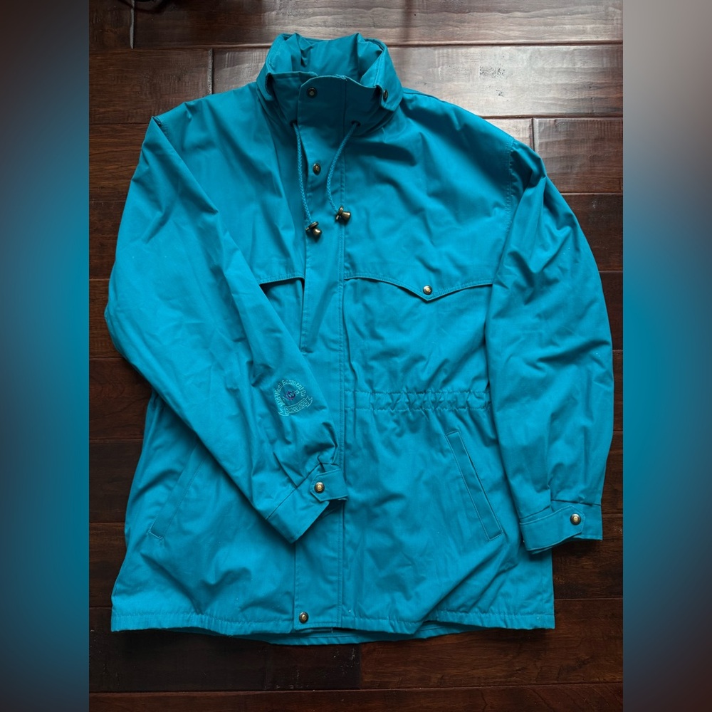 Vintage 70s MWG Mid-West Garment Co. Teal Blue Parka Jacket Made in Canada